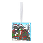 ニューファンドランド冬のワンダーランド キューブオーナメント (右)