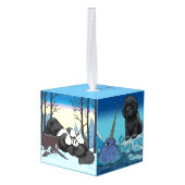 ニューファンドランド冬のワンダーランド キューブオーナメント (裏面アングル)