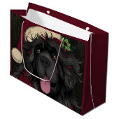 ニューファンドランド子犬サンタハット ラージペーパーバッグ (正面アングル)