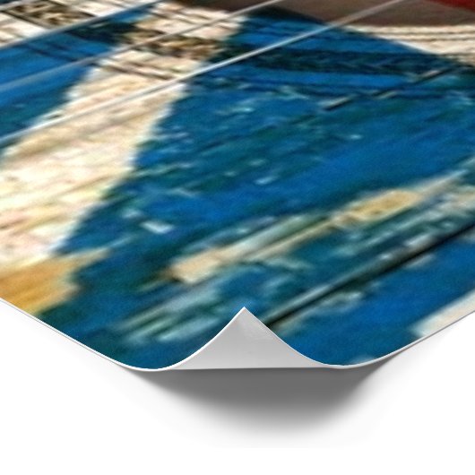 ニューファンドランド州旗を持つ古いアコースティックギター ポスター (角)