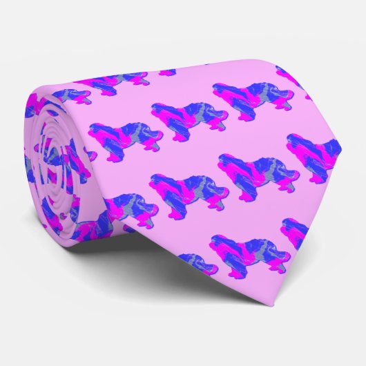 ニューファンドランド新人犬ピンクシルエットピンクネック ネクタイ (ロール)