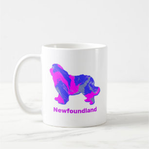 ニューファンドランド犬かわいいホットピンク&ブルーon白 コーヒーマグカップ