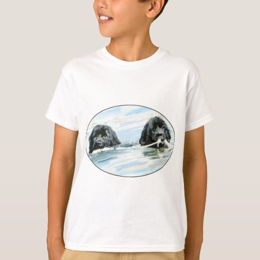 ニューファンドランド犬が泳ぐ Tシャツ (正面)