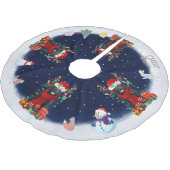 ニューファンドランド犬が雪を降らせる ブラッシュドポリエステルツリースカート (アングル)