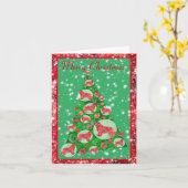 ニューファンドランド犬のクリスマスツリーかわいい休日 カード (黄色い花)