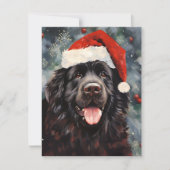 ニューファンドランド犬のクリスマス絵画ブラシのアートワーク シーズンカード (正面)
