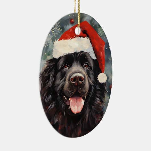ニューファンドランド犬のクリスマス絵画ブラシのアートワーク セラミックオーナメント (右)