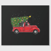 ニューファンドランド犬のクリスマス赤い車のトラックギフト ラッピングペーパー (フラット)