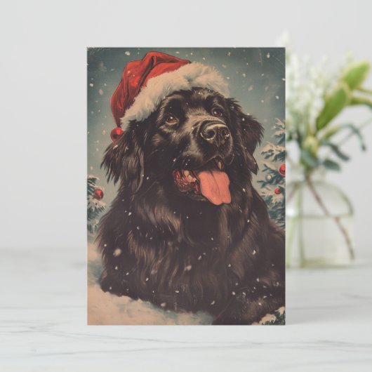 ニューファンドランド犬のクリスマス シーズンカード (スタンド正面)