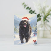 ニューファンドランド犬のクリスマス シーズンポストカード (スタンド正面)