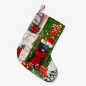ニューファンドランド犬のクリスマス スモールクリスマスストッキング (正面 (吊り時))
