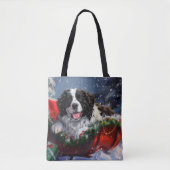 ニューファンドランド犬のクリスマス トートバッグ (正面)