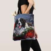 ニューファンドランド犬のクリスマス トートバッグ (クローズアップ)