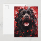 ニューファンドランド犬のバレンタインデー ポストカード (正面/裏面)