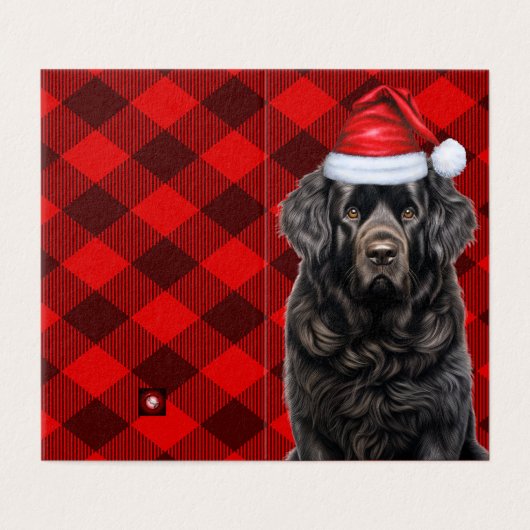 ニューファンドランド犬の休日レッドプレイドクリスマスカード (外部フラット)