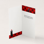 ニューファンドランド犬の休日レッドプレイドクリスマスカード (内部)