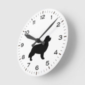 ニューファンドランド犬の毛のシルエット ラウンド壁時計 (傾斜)