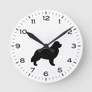 ニューファンドランド犬の毛のシルエット ラウンド壁時計