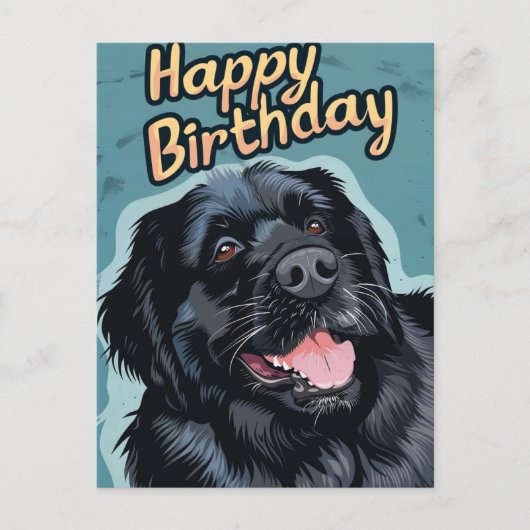 ニューファンドランド犬の誕生日 ポストカード (正面)