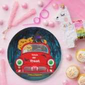 ニューファンドランド犬の車の怖いハロウィーン ペーパープレート (パーティー)