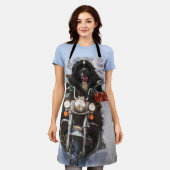 ニューファンドランド犬オートバイのクリスマスに乗る エプロン (着用した状態)