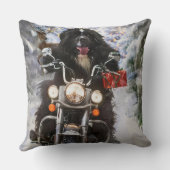 ニューファンドランド犬オートバイのクリスマスに乗る クッション (裏面)