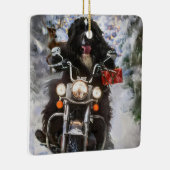 ニューファンドランド犬オートバイのクリスマスに乗る セラミックオーナメント (右)