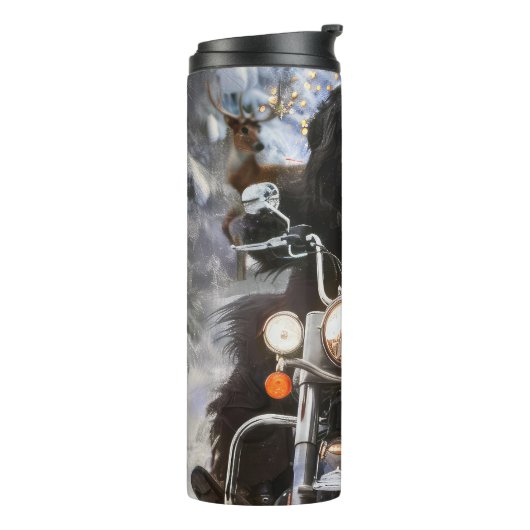 ニューファンドランド犬オートバイのクリスマスに乗る タンブラー (回転左)