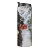 ニューファンドランド犬オートバイのクリスマスに乗る タンブラー (回転右)