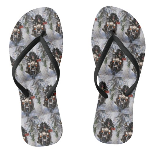 ニューファンドランド犬オートバイのクリスマスに乗る ビーチサンダル (ソール)