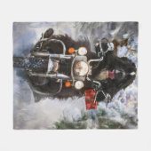 ニューファンドランド犬オートバイのクリスマスに乗る フリースブランケット (正面(横))