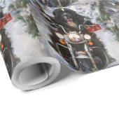 ニューファンドランド犬オートバイのクリスマスに乗る ラッピングペーパー (ロールコーナー)