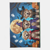 ニューファンドランド犬カボチャおもしろいハロウィーン キッチンタオル (縦)