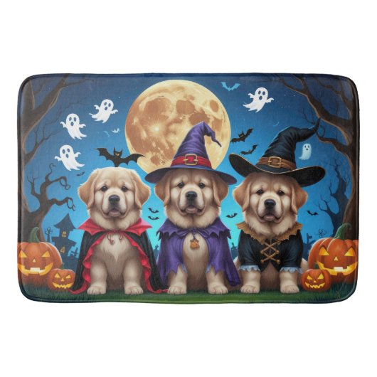 ニューファンドランド犬カボチャおもしろいハロウィーン バスマット (正面)