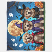 ニューファンドランド犬カボチャおもしろいハロウィーン フリースブランケット (正面)