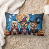 ニューファンドランド犬カボチャおもしろいハロウィーン ランバークッション (ブランケット)