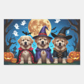 ニューファンドランド犬カボチャおもしろいハロウィーン 長方形シール (正面)