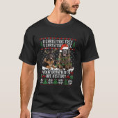 ニューファンドランド犬クリスマスツリーライトパピードッグL Tシャツ (正面)