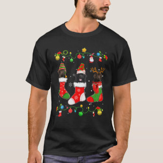 ニューファンドランド犬クリスマスライトクリスマスパジャマドッグ Tシャツ