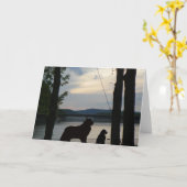 ニューファンドランド犬グリーティングカード カード (黄色い花)