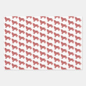 ニューファンドランド犬シルエットレッドウメリーーフマス ラッピングペーパーシート (正面3)