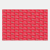 ニューファンドランド犬シルエットレッドウメリーーフマス ラッピングペーパーシート (正面)