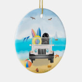 ニューファンドランド犬ドライブオンビーチ セラミックオーナメント (右)