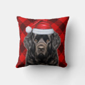 ニューファンドランド犬バッファロープレイドクリスマスホリデー クッション (裏面)