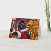 ニューファンドランド犬パーティーガールクリスマスカード シーズンカード (正面)