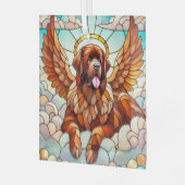 ニューファンドランド犬ブラウンエンジェルサンキャッチャー ガラスオーナメント (正面左)