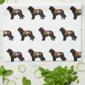 ニューファンドランド犬ブリードボホフローラシルエット キッチンタオル (折り畳み)