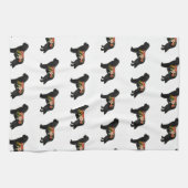 ニューファンドランド犬ブリードボホフローラシルエット キッチンタオル (横)