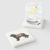 ニューファンドランド犬ブリードボホフローラシルエット ストーンコースター (横)