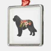 ニューファンドランド犬ブリードボホフローラシルエット メタルオーナメント (左)